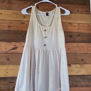 Cream Sleeveless Button-Front Dress